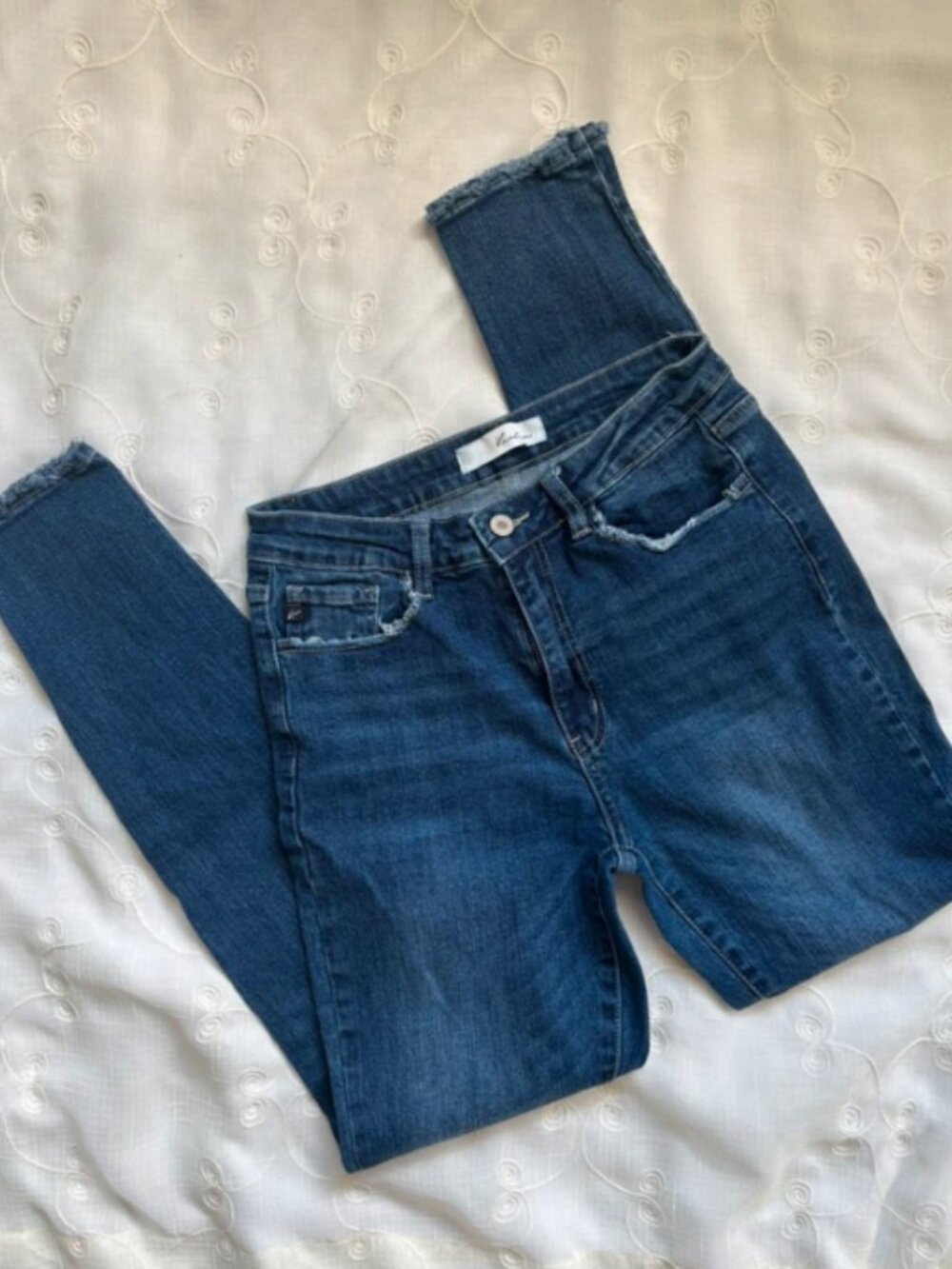 KimCon Dark blue distressed skinny high waisted jeans